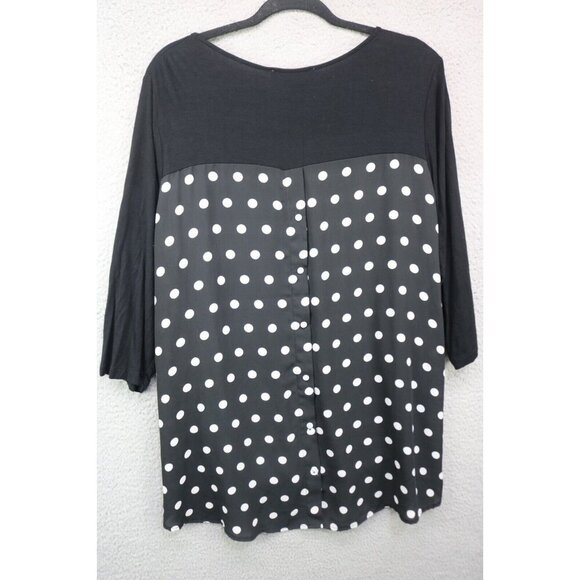 Rose & Olive 3/4 Sleeve Hi-Lo Tunic-Size 2X-Polka Dots - Picture 6 of 8